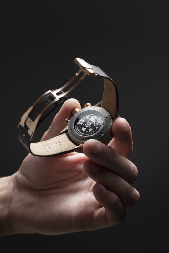 Freelancer Men’s Automatic Chronograph Bi-compax Bronze Leather Watch, 43.5mm