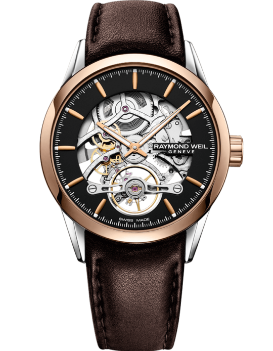 Freelancer Calibre RW1212 Skeleton Men’s Automatic Brown Leather Watch, 42mm