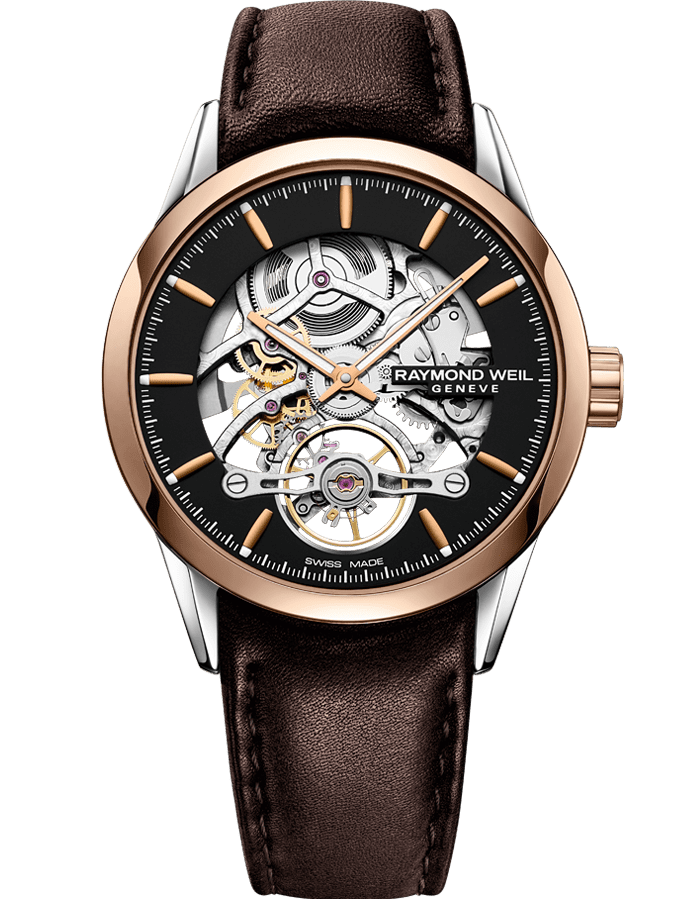 Freelancer Calibre RW1212 Skeleton Men’s Automatic Brown Leather Watch, 42mm