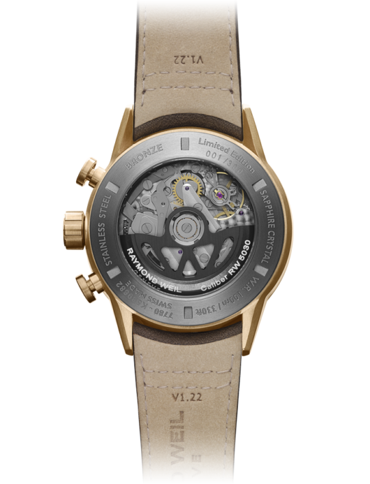 Freelancer Men’s Automatic Chronograph Bi-compax Bronze Leather Watch, 43.5mm