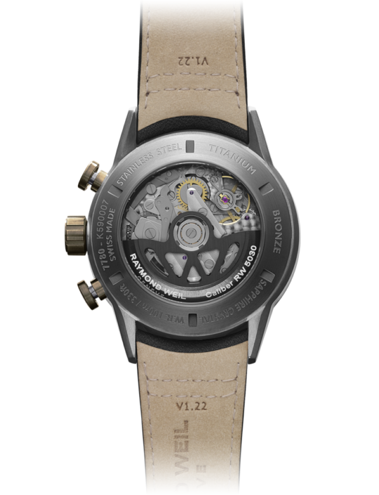 Freelancer Men’s Automatic Chronograph Bi-compax Bronze and Titanium Leather Watch, 43.5mm