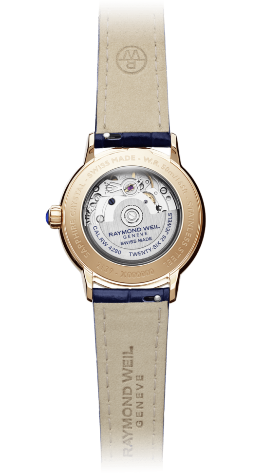 Maestro Ladies Automatic Moon phase Mother-of-Pearl Leather Watch, 34mm