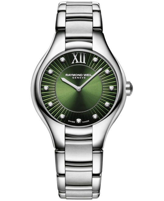 Noemia Ladies Quartz Green Dial Diamonds Watch, 32mm