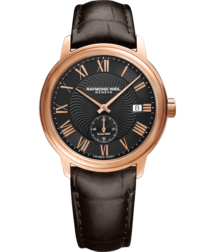Maestro Men’s Automatic Rose Gold Brown Leather Watch, 40mm