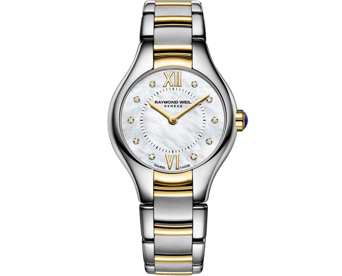 Noemia Ladies Quartz Two-Tone Gold 10 Diamond Watch, 24 mm