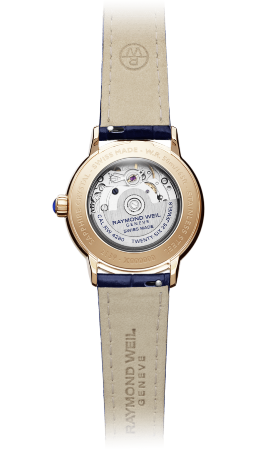 Maestro Ladies Diamond Automatic Moon phase Leather Watch, 34mm