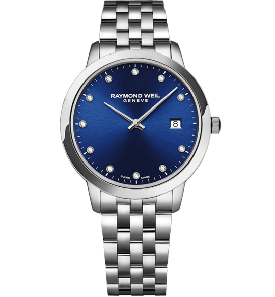 Toccata Ladies Quartz Blue Dial 11 Diamond Watch, 34mm
