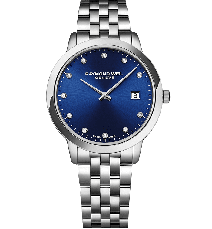 Toccata Ladies Quartz Blue Dial 11 Diamond Watch, 34mm