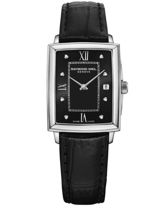 Toccata Ladies Black Dial Diamond Leather Watch, 22.6 x 28.1 mm