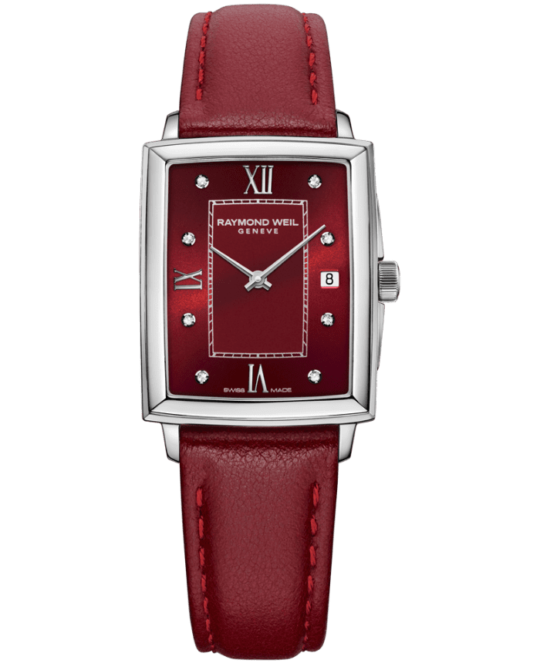 Toccata Ladies Ruby Dial Diamond Leather Watch, 22.6 x 28.1 mm