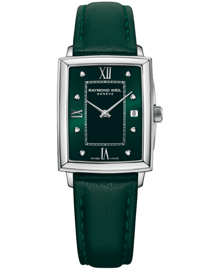 Toccata Ladies Emerald Green Dial Diamond Leather Watch, 22.6 x 28.1 mm